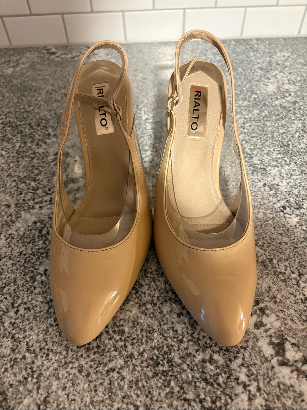 Rialto Carlin mixed media sling back pump